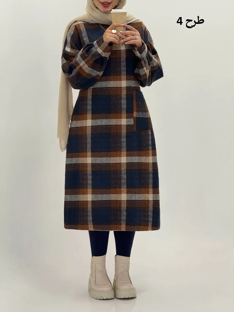 3593-کفتان چهارخونه پشمی